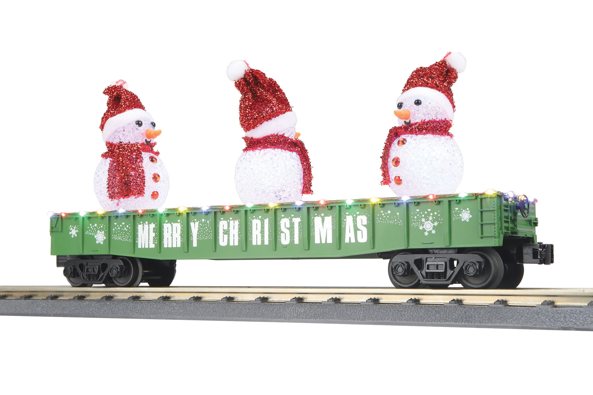 MTH 30-76821 Flatcar With Lighted Christmas Trees RAILKING O Gauge 3 Rail for sale online