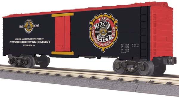 MTH RAILKING PITTSBURGH BREWING COMPANY IRON CITY BEER FLAT CAR TRAILER 30-76092